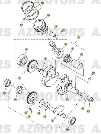 Vilebrequin   Piston   Contre Arbre AZMOTORS PiÃ¨ces Beta RR 125 Enduro 4T - 2012/2010 CHASSIS 001052 Ã  001140