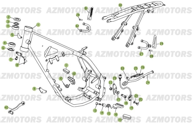 Accessoires Du Chassis AZMOTORS PiÃ¨ces Beta RR 125 Enduro 4T - 2012/2010 CHASSIS 001141 Ã  999999 