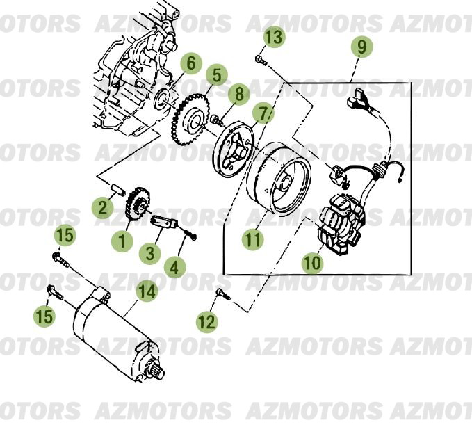 Allumage AZMOTORS PiÃ¨ces Beta RR 125 Enduro 4T - 2012/2010 CHASSIS 001141 Ã  999999 