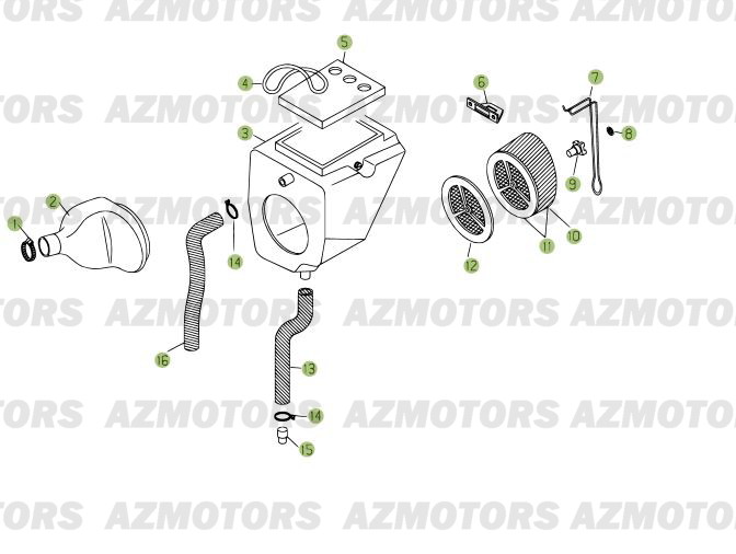 Boitier Du Filtre AZMOTORS PiÃ¨ces Beta RR 125 Enduro 4T - 2012/2010 CHASSIS 001141 Ã  999999 