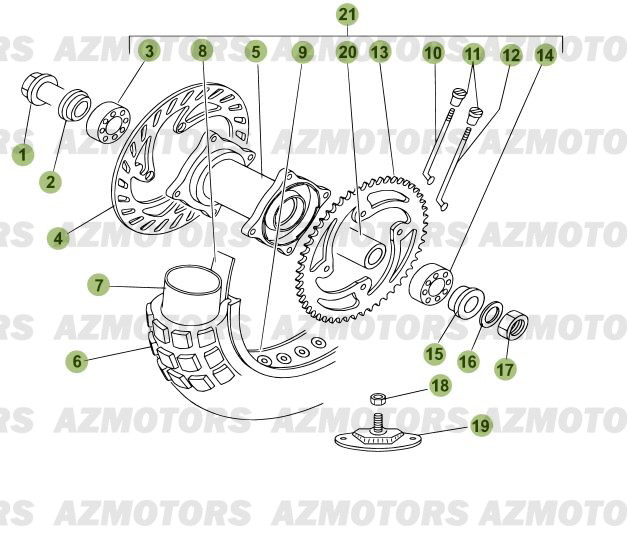Roue Arriere AZMOTORS PiÃ¨ces Beta RR 125 Enduro 4T - 2012/2010 CHASSIS 001141 Ã  999999 