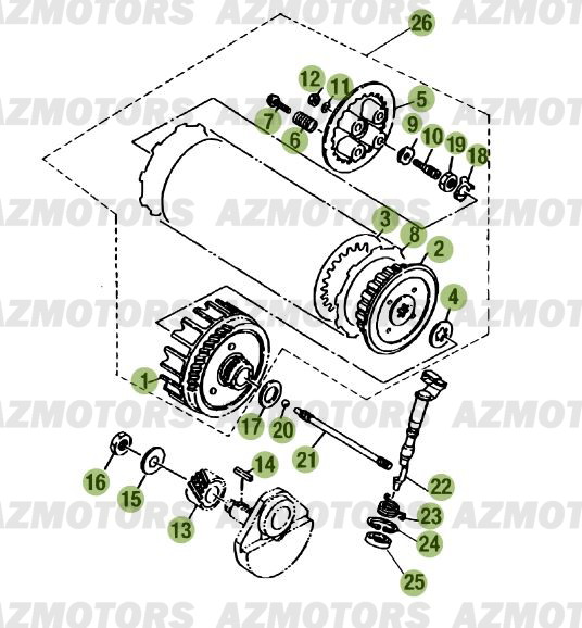 Transmission Embrayage AZMOTORS PiÃ¨ces Beta RR 125 Enduro 4T - 2012/2010 CHASSIS 001141 Ã  999999 