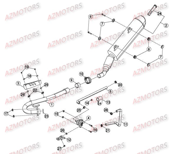 Echappement AZMOTORS PiÃ¨ces Beta RR 125 LC Enduro 4T - 2015