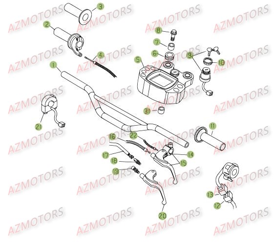 Commandes   Guidon AZMOTORS PiÃ¨ces BETA RR 125 SM 4T - [2007]
