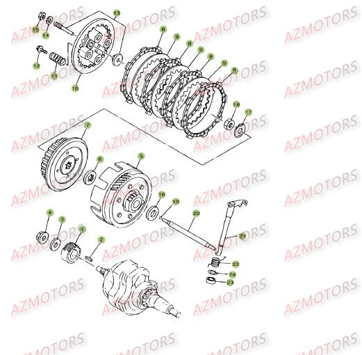 Transmission Principale   Embrayage AZMOTORS PiÃ¨ces BETA RR 125 SM 4T - [2008]
