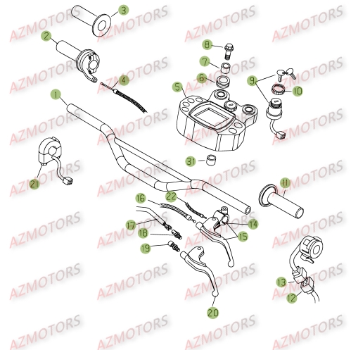 Commandes   Guidon AZMOTORS PiÃ¨ces BETA RR 125 SM 4T - [2009]
