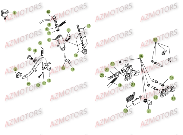 Freins.2 AZMOTORS PiÃ¨ces BETA RR 125 SM 4T - [2009]
