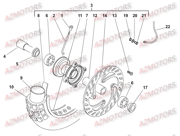 Roue Avant AZMOTORS PiÃ¨ces BETA RR 125 SM 4T - [2009]
