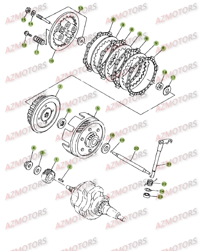 Transmission Principale   Embrayage AZMOTORS PiÃ¨ces BETA RR 125 SM 4T - [2009]
