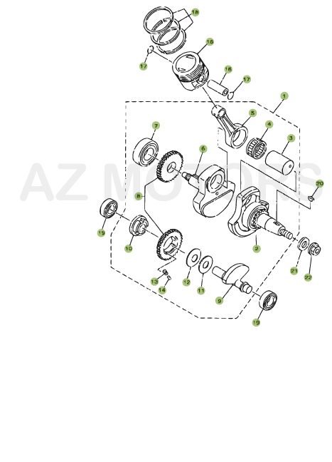 Vilebrequin Piston Contre Arbre AZMOTORS PiÃ¨ces BETA URBAN 125 4T - [2008-2011]
