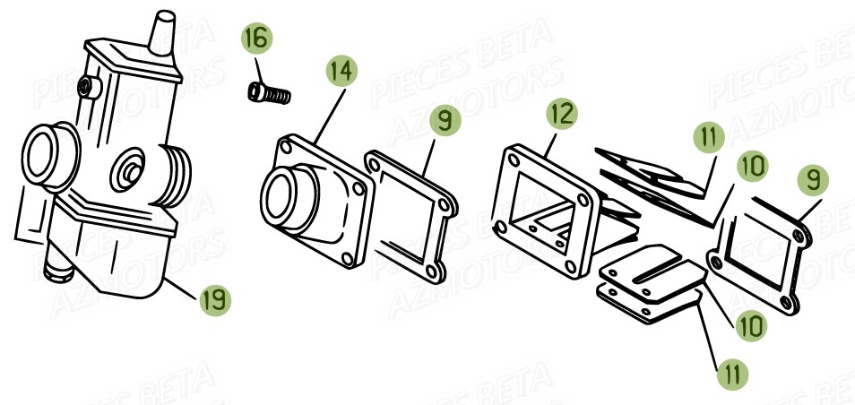 Carburateur Clapet AZMOTORS PiÃ¨ces BETA EVO 125 2T - (2015)