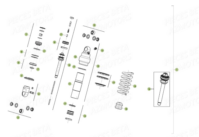 Amortisseur AZMOTORS PiÃ¨ces BETA EVO 2T -125CC- FACTORY - (2015)
