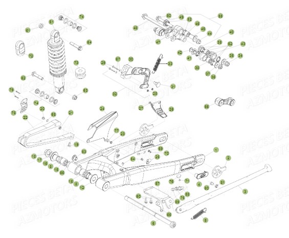 Bras Oscillant Amortisseur AZMOTORS PiÃ¨ces BETA EVO 2T -125CC- FACTORY - (2015)