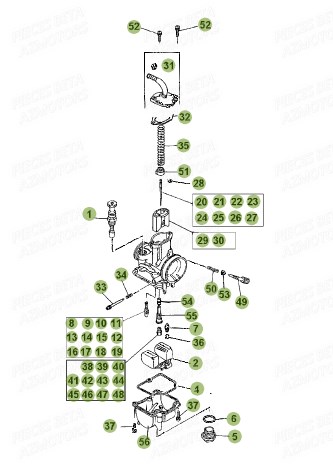 Carburateur Detail AZMOTORS PiÃ¨ces BETA EVO 2T -125CC- FACTORY - (2015)