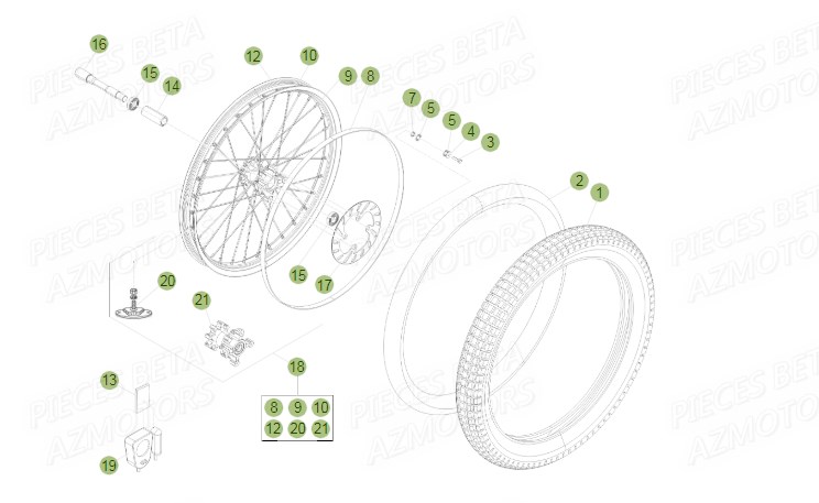 Roue Avant AZMOTORS PiÃ¨ces BETA EVO 2T -125CC- FACTORY - (2015)