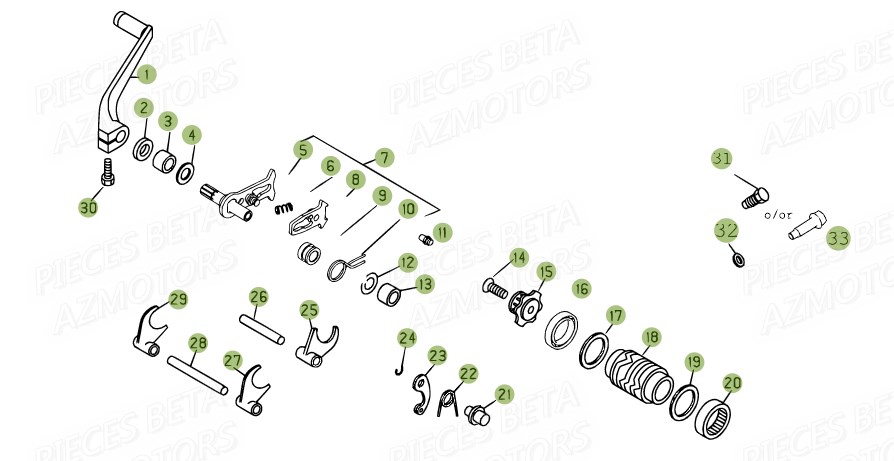 Selecteur De Vitesse AZMOTORS PiÃ¨ces BETA EVO 2T -125CC- FACTORY - (2015)