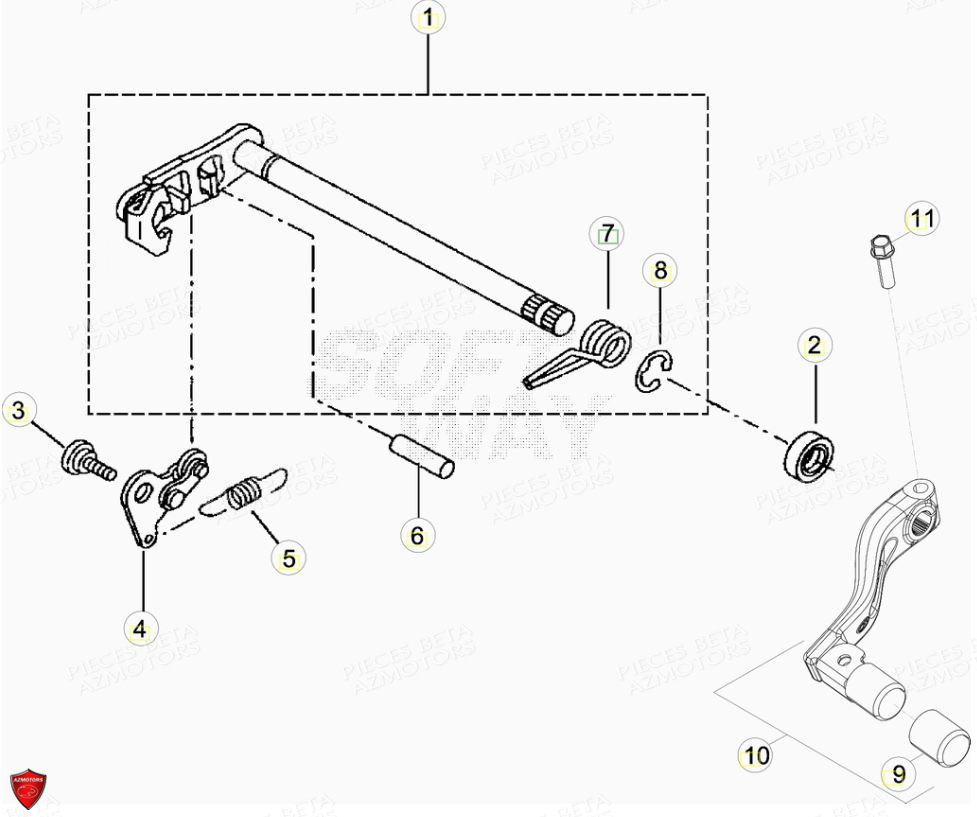 Commande Levier De Vitesses AZMOTORS PiÃ¨ces Beta ENDURO RR 125 4T LC CBS - 2018