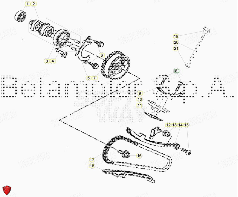 Cylindre Culasse Distribution AZMOTORS PiÃ¨ces Beta ENDURO RR 125 4T LC CBS - 2018
