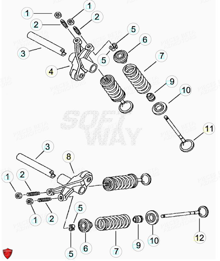 Cylindre Culasse Soupapes AZMOTORS PiÃ¨ces Beta ENDURO RR 125 4T LC CBS - 2018