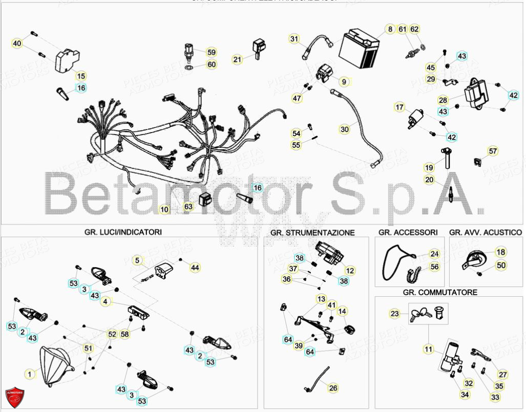 Installation Electrique AZMOTORS PiÃ¨ces Beta ENDURO RR 125 4T LC CBS - 2018