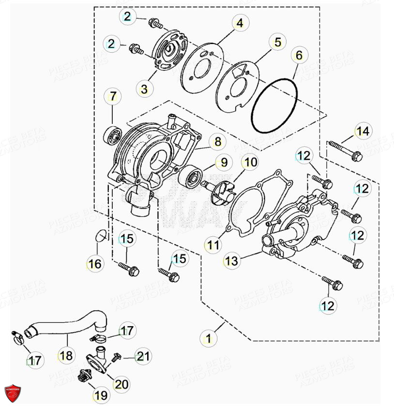 Pompe A Eau AZMOTORS PiÃ¨ces Beta ENDURO RR 125 4T LC CBS - 2018