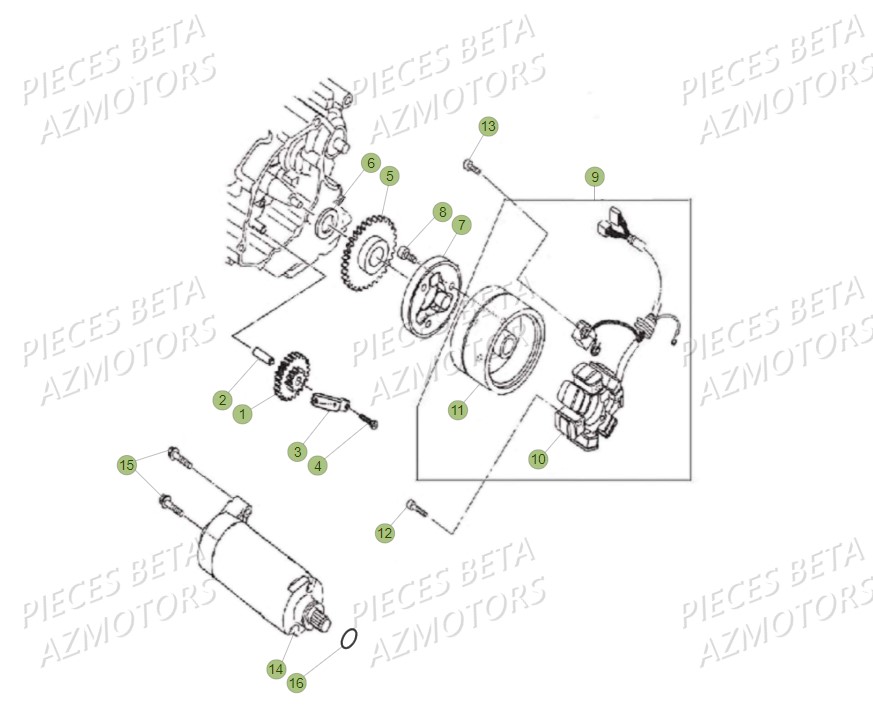 Allumage AZMOTORS PiÃ¨ces Beta RR 125 AC Enduro 4T - 2016  