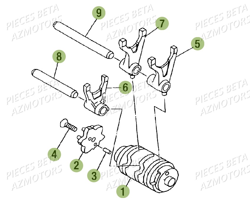 Commande Boite A Vitesses AZMOTORS PiÃ¨ces Beta RR 125 AC Enduro 4T - 2016  