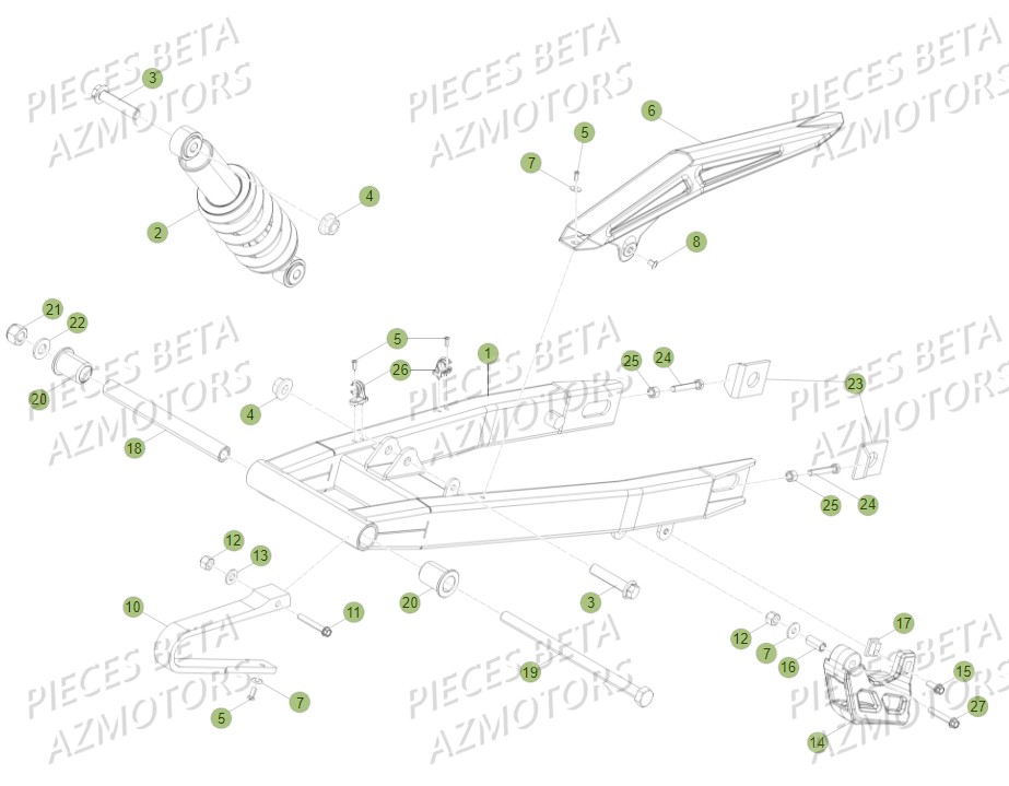 Suspension Arriere AZMOTORS PiÃ¨ces Beta RR 125 AC Enduro 4T - 2016  