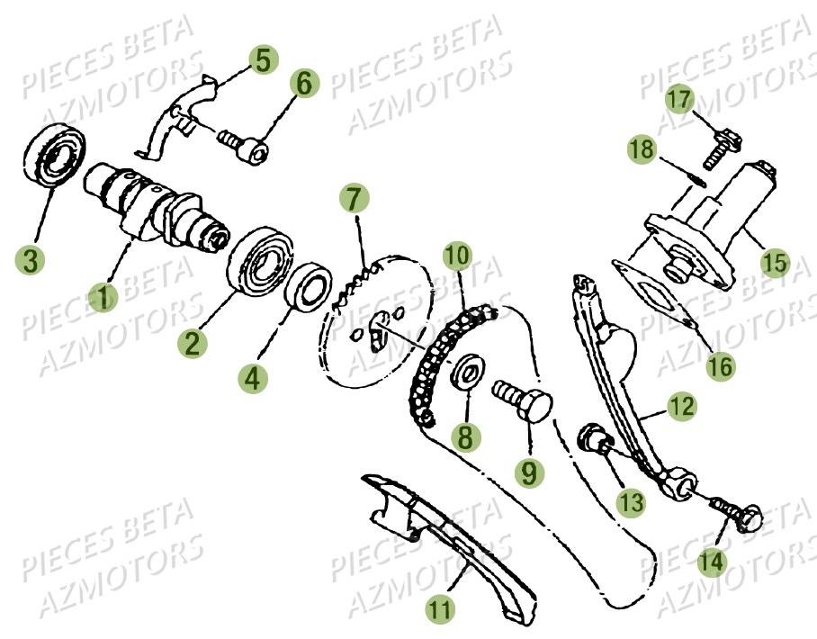 Transmission AZMOTORS PiÃ¨ces Beta RR 125 AC Enduro 4T - 2016  