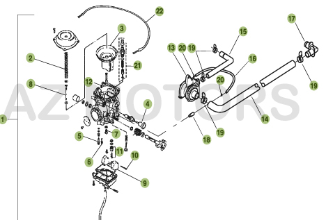 Carburateur AZMOTORS PiÃ¨ces BETA URBAN 200 4T - [2008-2011]