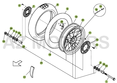 Roue Arriere AZMOTORS PiÃ¨ces BETA URBAN 200 4T - [2008-2011]