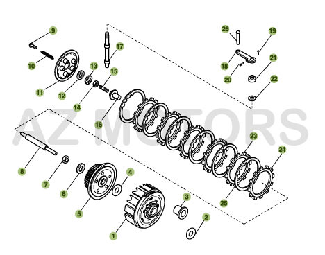 Transmission Principale Embrayage AZMOTORS PiÃ¨ces BETA URBAN 200 4T - [2008-2011]