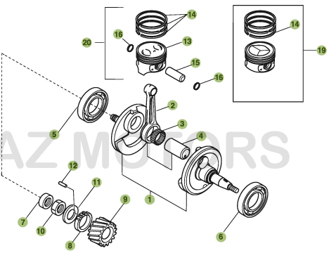 Vilebrequin Piston Contre Arbre AZMOTORS PiÃ¨ces BETA URBAN 200 4T - [2008-2011]