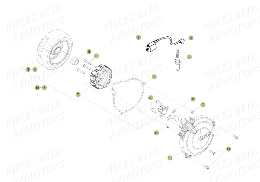 Allumage Bougie AZMOTORS PiÃ¨ces BETA EVO 250 2T - (2015)