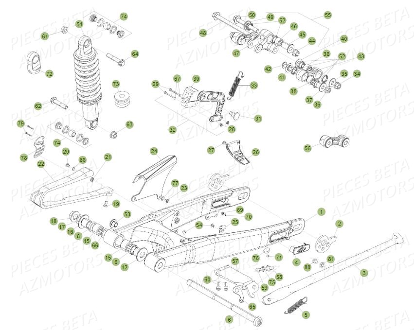Bras Oscillant Amortisseur AZMOTORS PiÃ¨ces BETA EVO 250 2T - (2015)