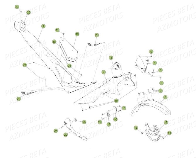 Carenages AZMOTORS PiÃ¨ces BETA EVO 250 2T - (2015)