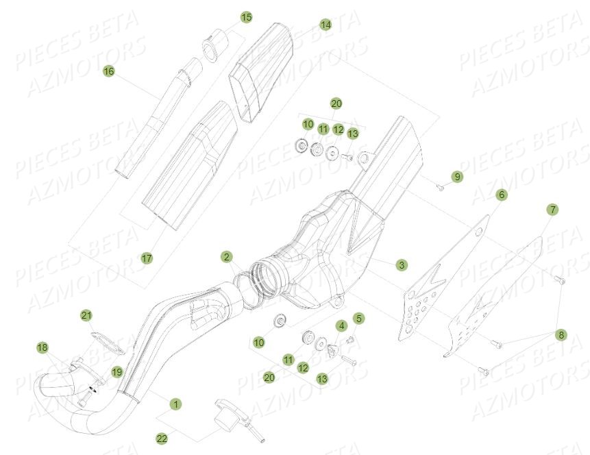 Echappement AZMOTORS PiÃ¨ces BETA EVO 250 2T - (2015)