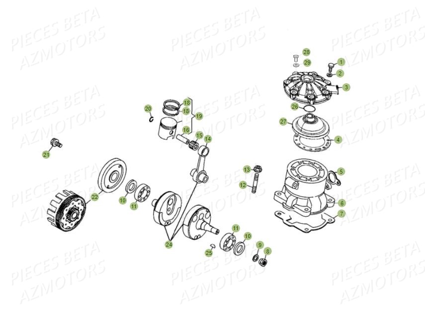 Vilebrequin Cylindre AZMOTORS PiÃ¨ces BETA EVO 250 2T - (2015)