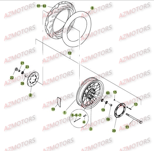 Roue Arriere AZMOTORS PiÃ¨ces BETA M4 350cc 4T - [2006]
