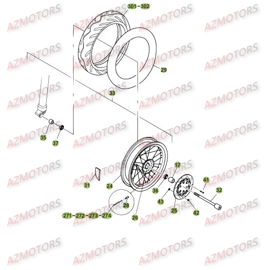 Roue Avant AZMOTORS PiÃ¨ces BETA M4 350cc 4T - [2006]