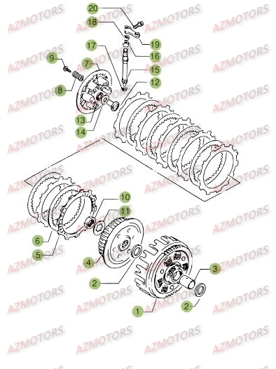 Transmission Principale   Embrayage AZMOTORS PiÃ¨ces BETA M4 350cc 4T - [2006]