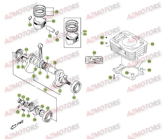 Vilebrequin   Piston   Contre Arbre AZMOTORS PiÃ¨ces BETA M4 350cc 4T - [2006]