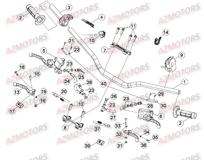 Commandes   Guidon AZMOTORS PiÃ¨ces Beta RR 4T 350 Enduro - 2011