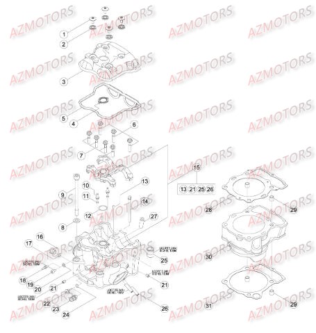 Cylindre   Culasse   Distribution AZMOTORS PiÃ¨ces Beta RR 4T 350 Enduro - 2011