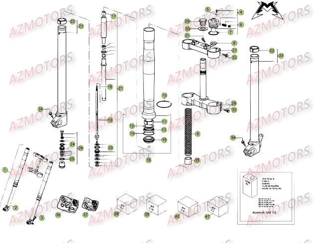 Fourche AZMOTORS PiÃ¨ces Beta RR 4T 350 Enduro - 2011