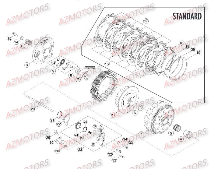 Transmission Principale   Embrayage AZMOTORS PiÃ¨ces Beta RR 4T 350 Enduro - 2011