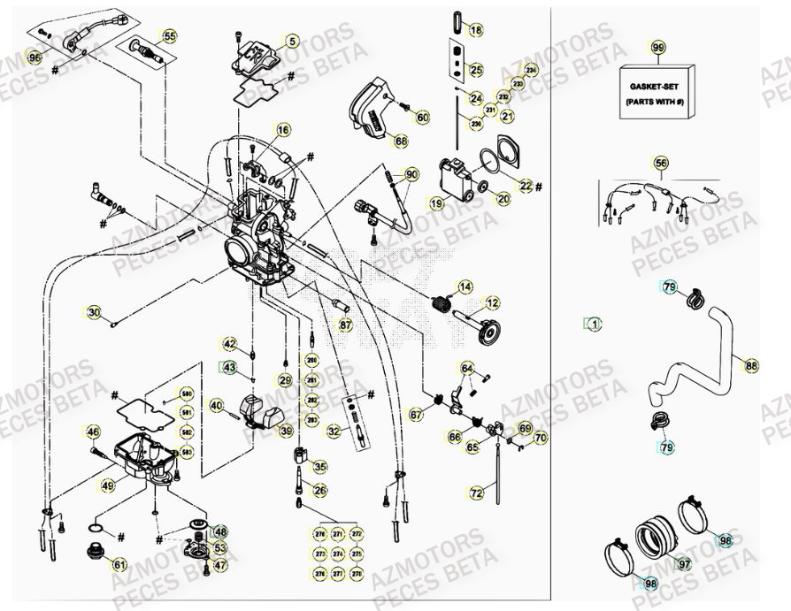 Carburateur AZMOTORS PiÃ¨ces BETA RR FACTORY 350cc 4T - [2012]