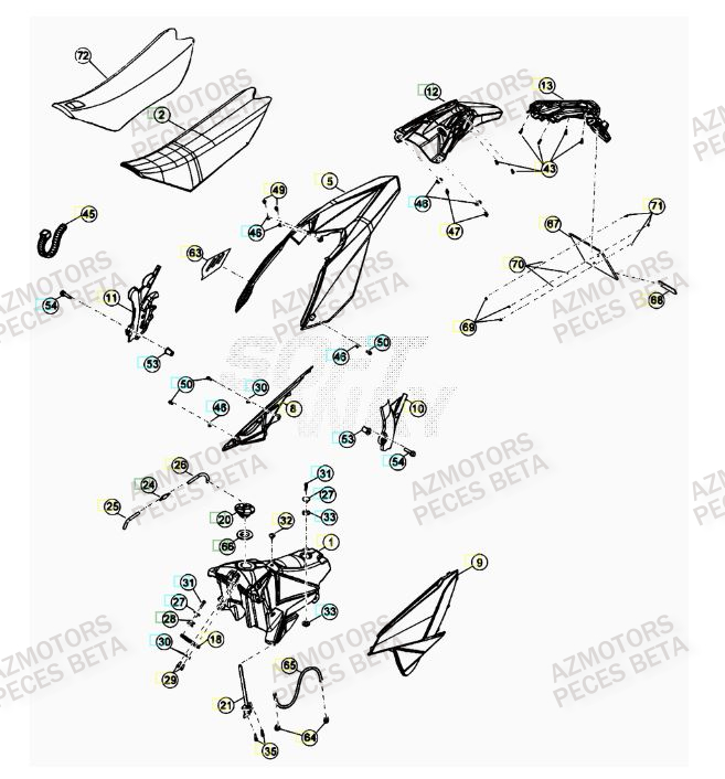 Carenage Arriere AZMOTORS PiÃ¨ces BETA RR FACTORY 350cc 4T - [2012]