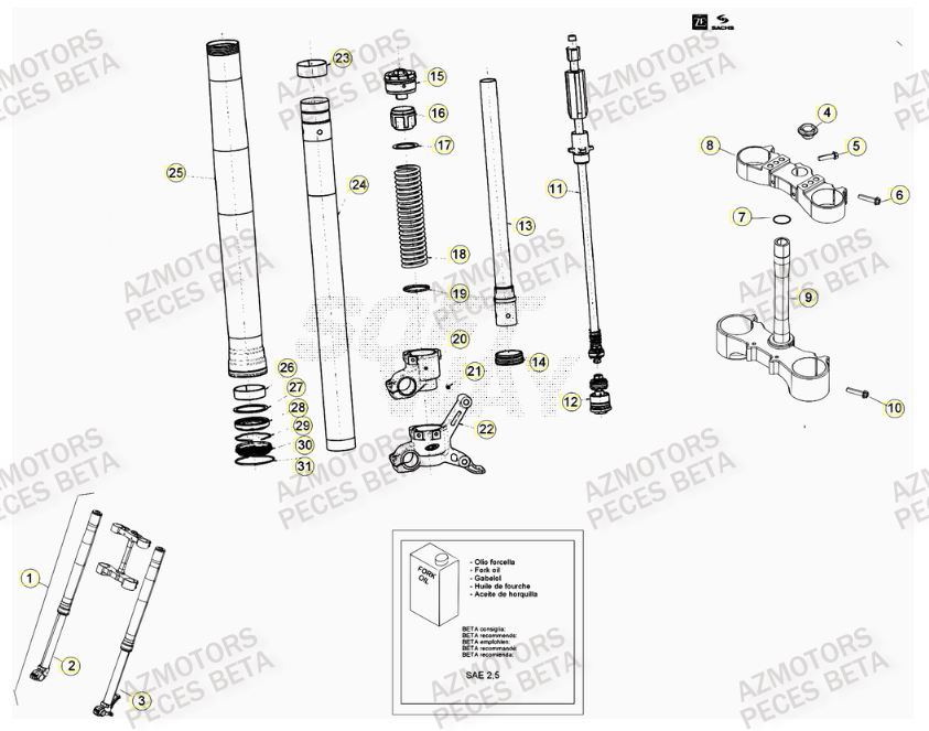 Fourche Du No Serie 0000237 A 0050000 AZMOTORS PiÃ¨ces BETA RR FACTORY 350cc 4T - [2012]