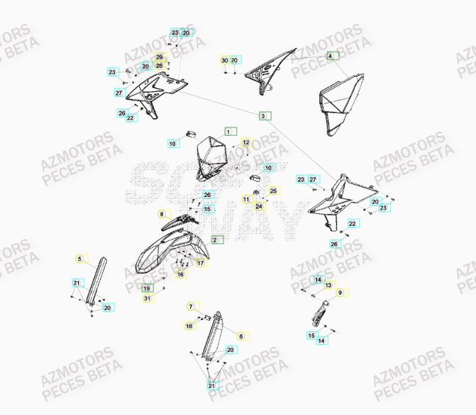 Carenage Avant AZMOTORS PiÃ¨ces BETA RR FACTORY 350cc 4T - [2014]
